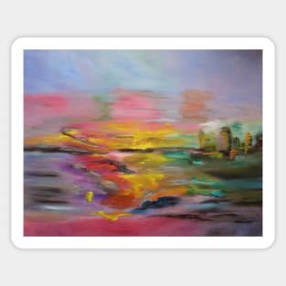 Abstract Coastal Sunset Sticker